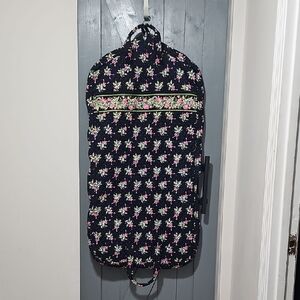 Vera Bradley Quilted Garment Bag in Black with Pink & Green Floral Trim